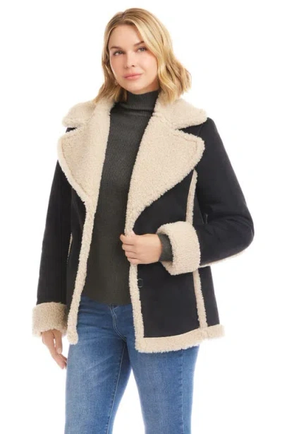 Karen Kane Faux Shearling Jacket In Black