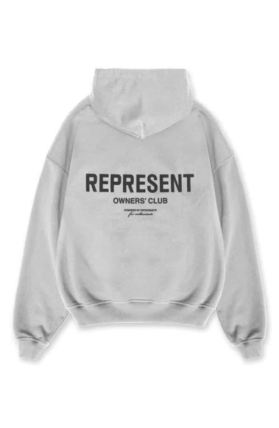 Represent Owners Club Logo Cotton Hoodie In Gray