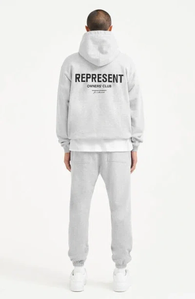Represent Owners Club Logo Cotton Hoodie In Gray