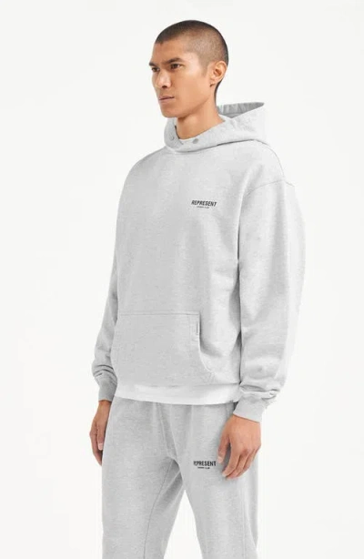 Represent Owners Club Logo Cotton Hoodie In Gray