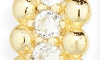 Argento Vivo Sterling Silver Beaded Cubic Zirconia Hoop Earrings In Gold