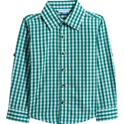 Ruggedbutts Kids' Gingham Cotton Button-up Shirt In Green