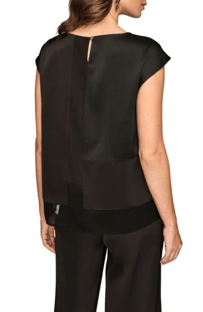 Donna Karan New York Mixed Media Cap Sleeve Top In Black