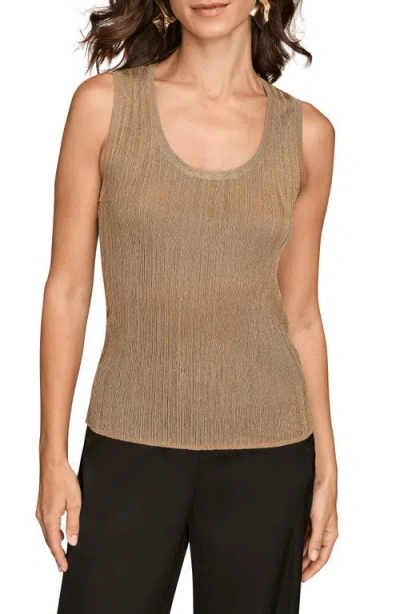 Donna Karan New York Metallic Scoop Neck Shell In Brown