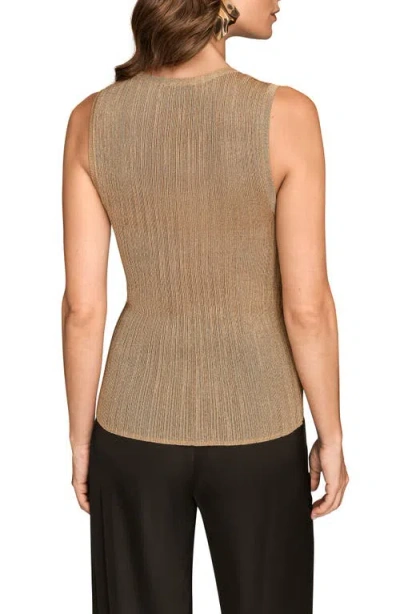 Donna Karan New York Metallic Scoop Neck Shell In Brown