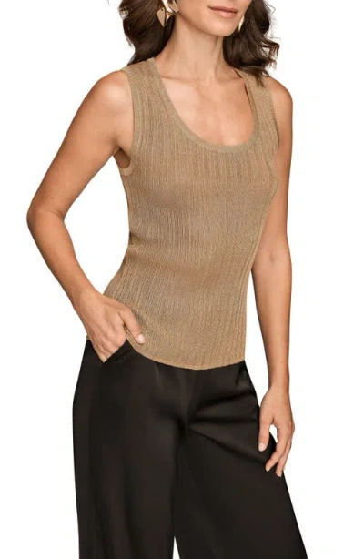 Donna Karan New York Metallic Scoop Neck Shell In Brown