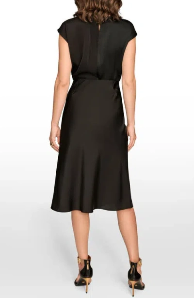 Donna Karan New York Satin Midi Skirt In Black