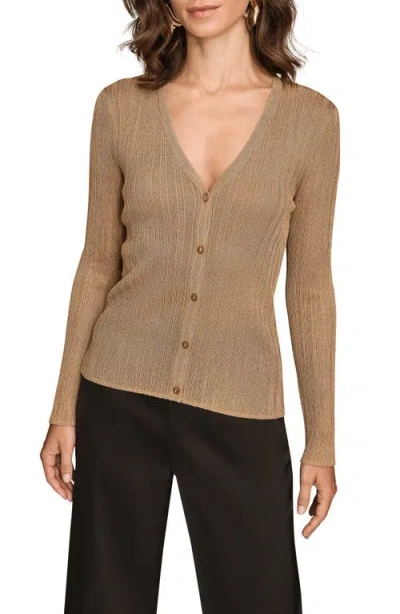 Donna Karan Women's Novelty Long Sleeve V-neck Cardigan In Brown