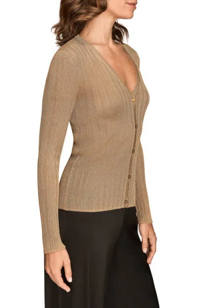 Donna Karan Women's Novelty Long Sleeve V-neck Cardigan In Brown