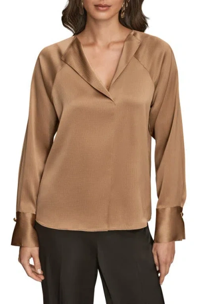 Donna Karan New York Hammered Satin Top In Brown