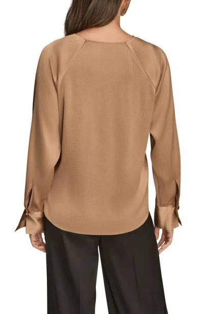 Donna Karan New York Hammered Satin Top In Brown