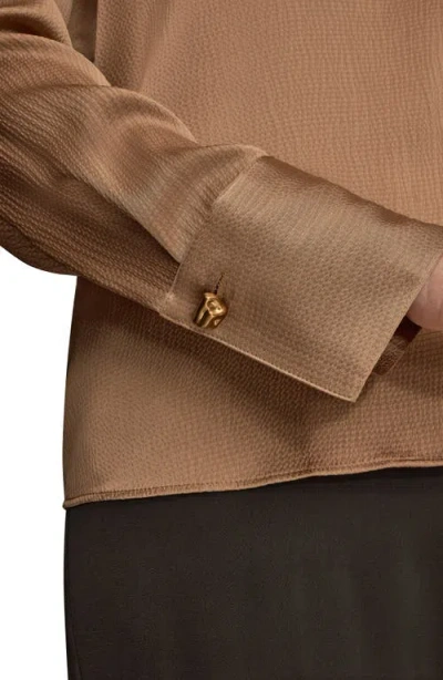 Donna Karan New York Hammered Satin Top In Brown