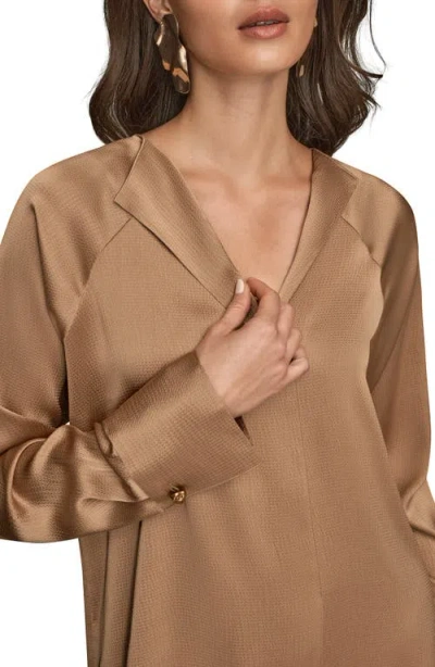 Donna Karan New York Hammered Satin Top In Brown