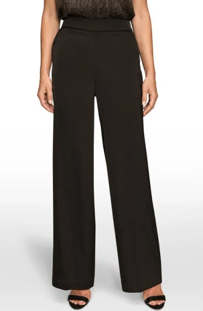 Donna Karan Women's Charmeuse High Rise Wide Leg Pants In Black