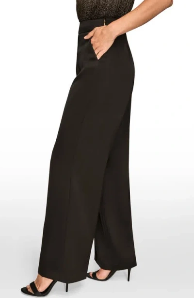 Donna Karan Women's Charmeuse High Rise Wide Leg Pants In Black