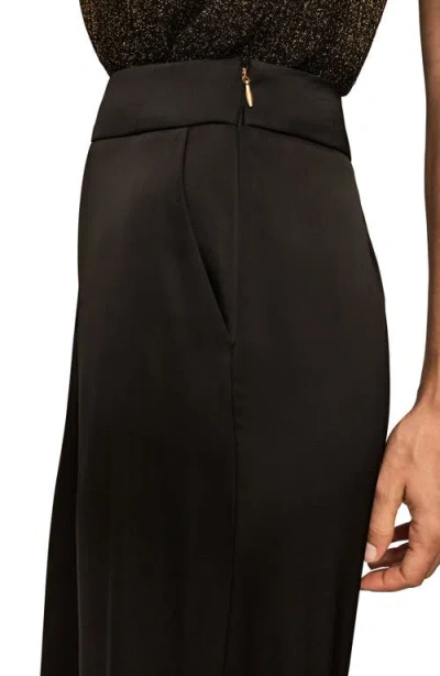 Donna Karan Women's Charmeuse High Rise Wide Leg Pants In Black