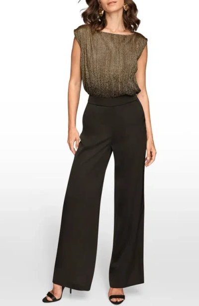 Donna Karan Women's Charmeuse High Rise Wide Leg Pants In Black