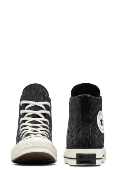 Converse Gender Inclusive Chuck 70 Leopard Flocked Satin Low Top Sneaker In Black