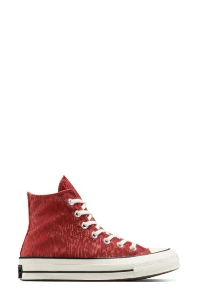 Converse Gender Inclusive Chuck 70 Leopard Flocked Satin Low Top Sneaker In Red