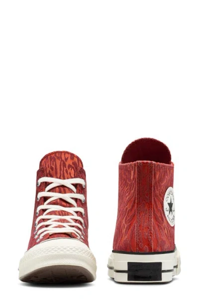 Converse Gender Inclusive Chuck 70 Leopard Flocked Satin Low Top Sneaker In Red