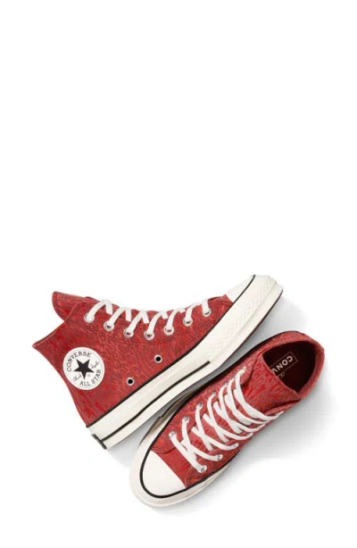 Converse Gender Inclusive Chuck 70 Leopard Flocked Satin Low Top Sneaker In Red