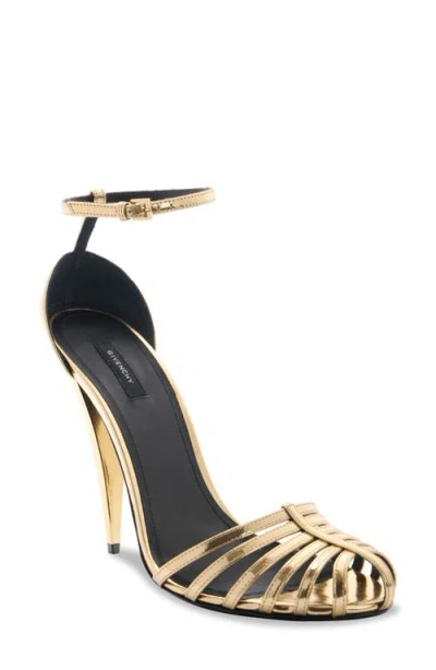 Givenchy Metallic Cage Ankle Strap Sandal In Black