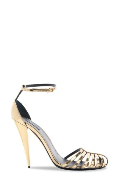 Givenchy Metallic Cage Ankle Strap Sandal In Black