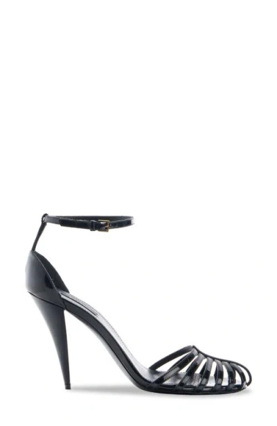 Givenchy Cage Heel Sandals Patent Leather Ankle Strap In Black