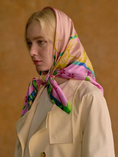 Lost Pattern Nyc Floral Tapestry Large Silk Scarf In Multi