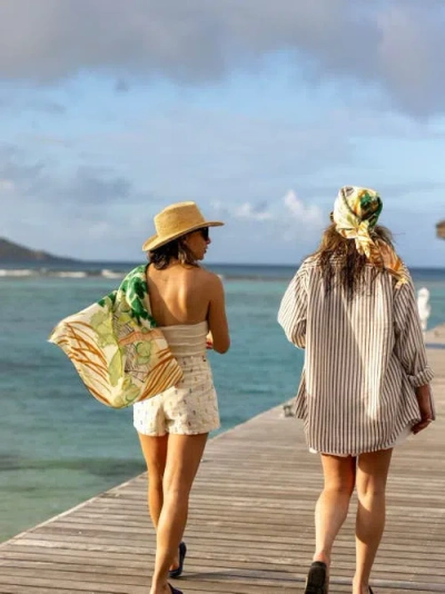 Lost Pattern Nyc Little Dix Bay Large Silk Scarf In Multi