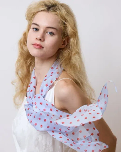 Lost Pattern Nyc Petal Veil Silk Chiffon Neck Scarf In Blue