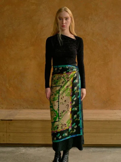 Lost Pattern Nyc Floral Tapestry Large Silk Scarf In Multi