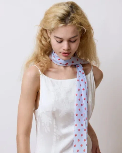 Lost Pattern Nyc Petal Veil Silk Chiffon Neck Scarf In Blue