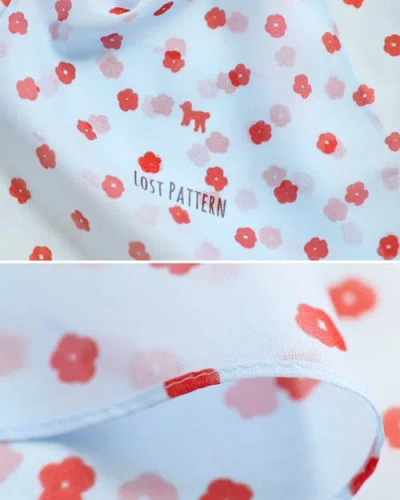 Lost Pattern Nyc Petal Veil Silk Chiffon Neck Scarf In Blue