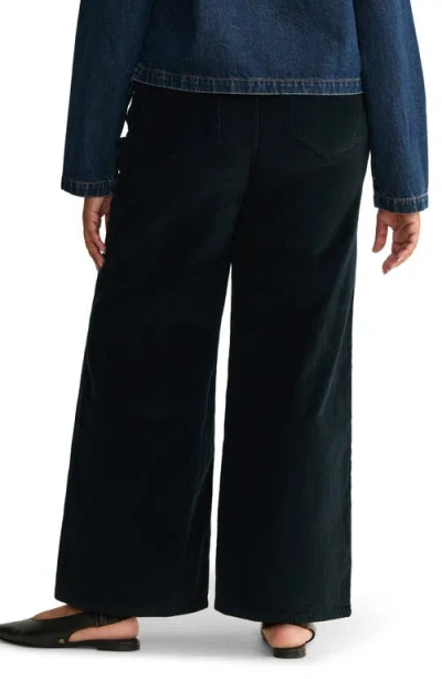 Warp & Weft Warp+weft Nce High Waist Wide Leg Corduroy Jeans In Black