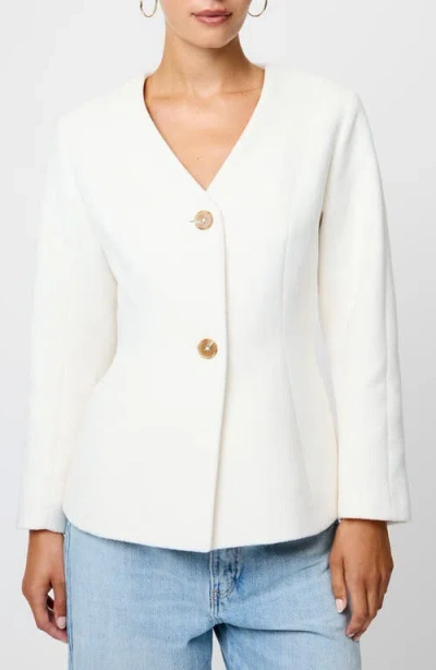 French Connection Boiled Wool Jacket In White