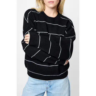 French Connection Riddley Stripe Relaxed Fit Sweater In Black