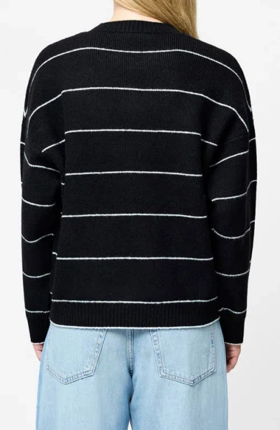 French Connection Riddley Stripe Relaxed Fit Sweater In Black
