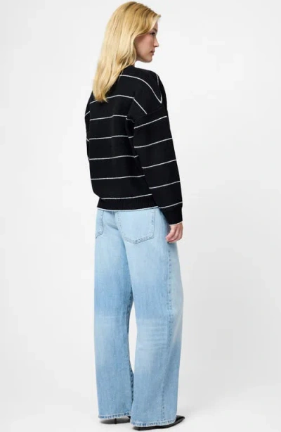 French Connection Riddley Stripe Relaxed Fit Sweater In Black