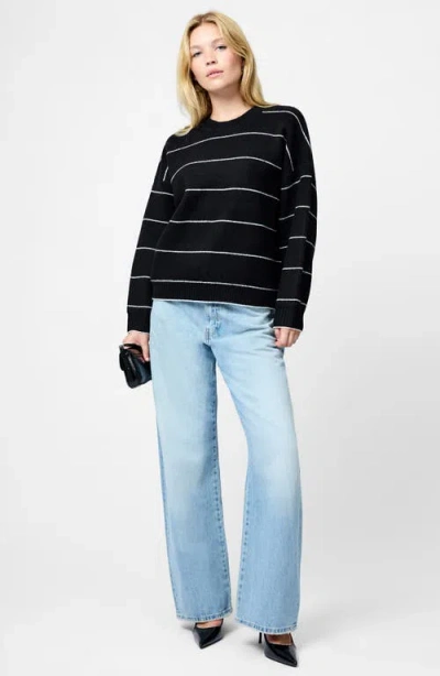 French Connection Riddley Stripe Relaxed Fit Sweater In Black