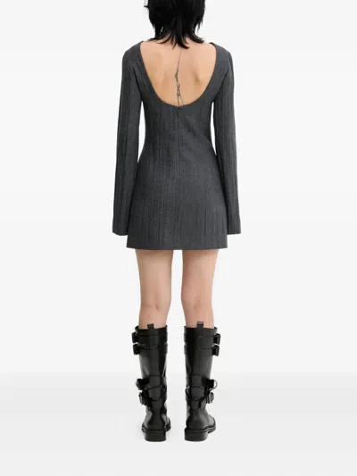 Our Legacy Fitted Ribbed Long Sleeve Square Neck Dress In Gray