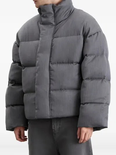 Entire Studios Gray Hooded Down Jacket In Gray