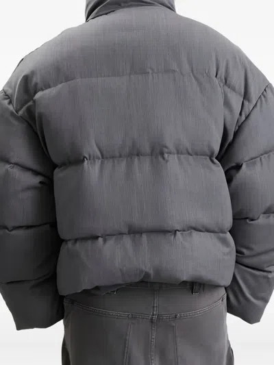 Entire Studios Gray Hooded Down Jacket In Gray