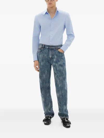 Ferrari Trousers In Needled And Washed Denim In Blue