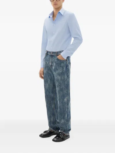 Ferrari Trousers In Needled And Washed Denim In Blue