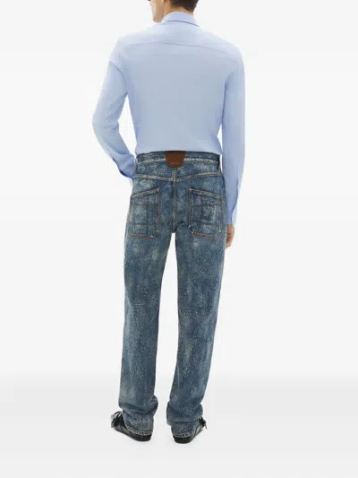 Ferrari Trousers In Needled And Washed Denim In Blue