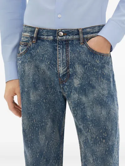 Ferrari Trousers In Needled And Washed Denim In Blue