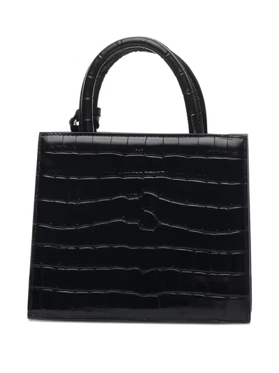 Mc2 Saint Barth Crocodile Texture Shoulder Bag Top Handle In Black