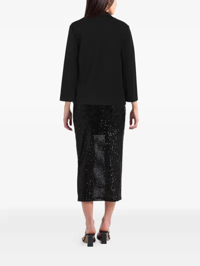 Jucca Black Knitted Jacket With Notched Collar And Three-quarter Sleeves In Black