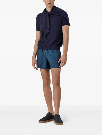 Canali Drawstring Swim Shorts In Blue